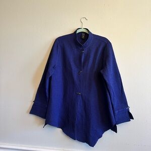 Focus Lagenlook Boho women’s medium unusual button waffle weave tunic top jacket